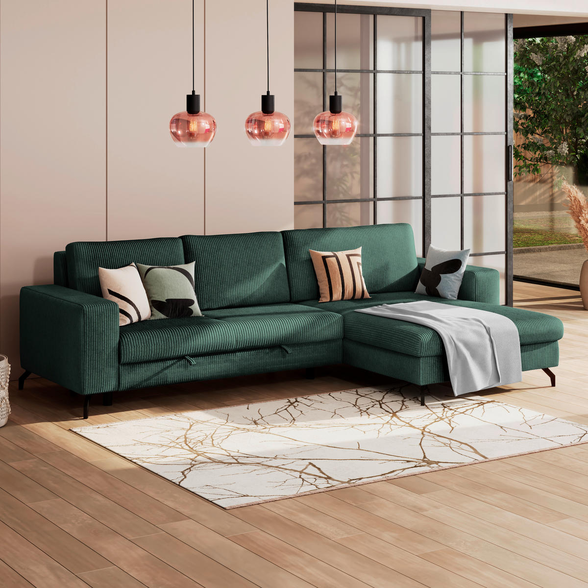ECKSOFA Waldgrün  - Waldgrün, Trend, Textil (290/178cm) - P & B