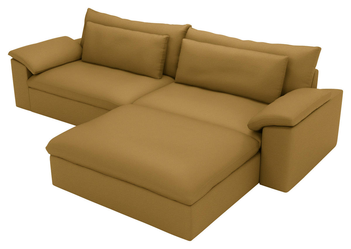 ECKSOFA  Webstoff Currygelb  - Currygelb/Schwarz, Modern, Kunststoff/Textil (306/198cm) - Carryhome