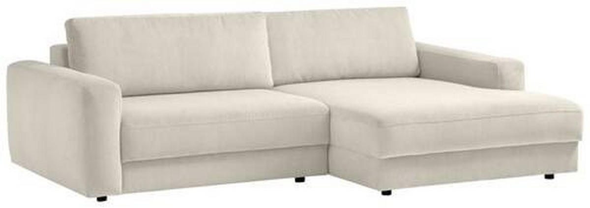 ECKSOFA in Cord Creme  - Creme/Schwarz, Modern, Textil (250/176cm) - Trendmanufaktur
