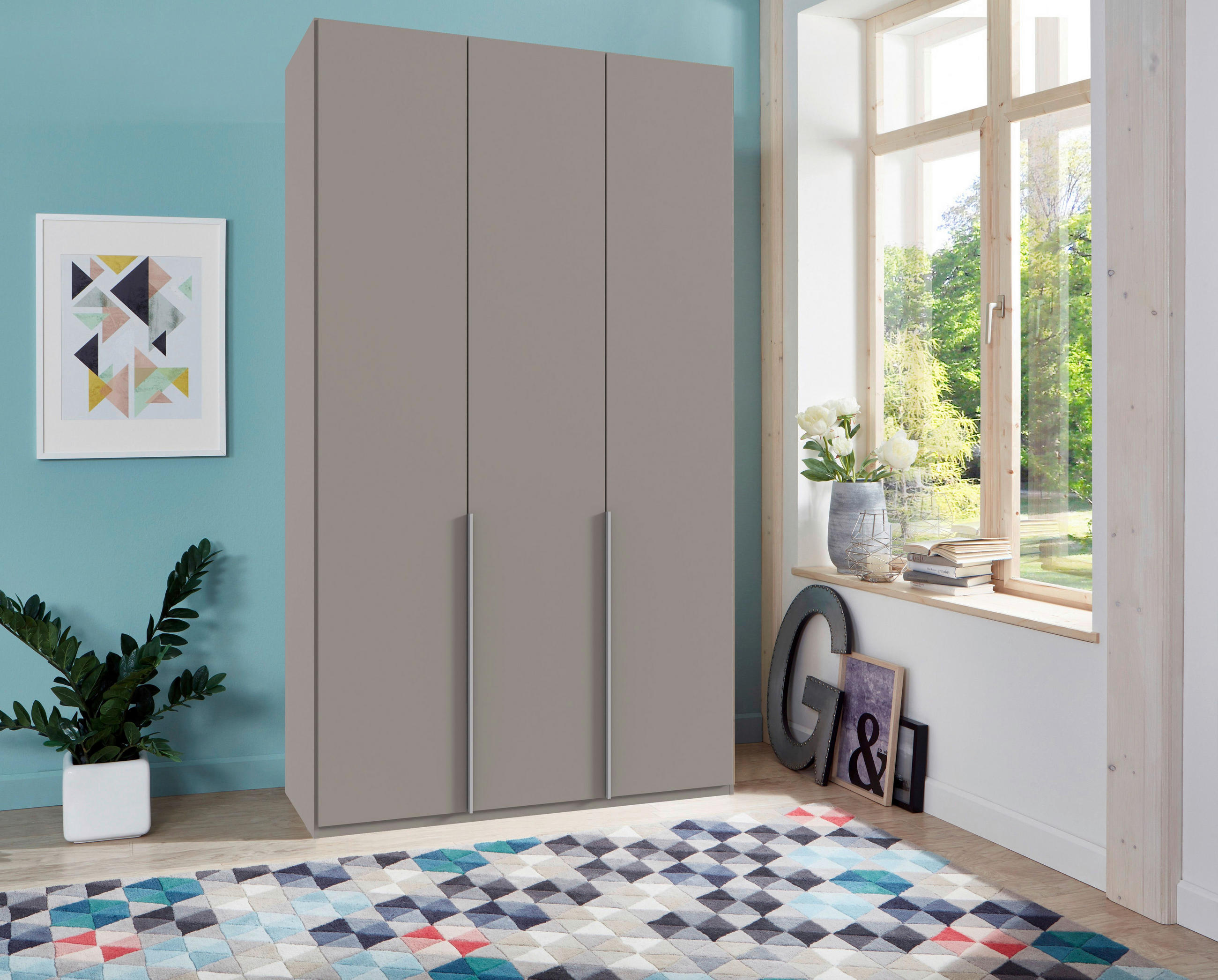 DREHTÜRENSCHRANK in Grau, Sahara  - Alufarben/Grau, Modern, Holzwerkstoff/Metall (135/236/58cm) - MID.YOU