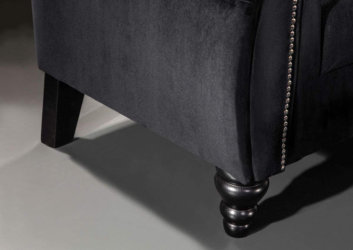 2-SITZER-SOFA in Chenille Schwarz  - Schwarz, Design, Holz/Textil (168/96/75cm) - Ambia Home