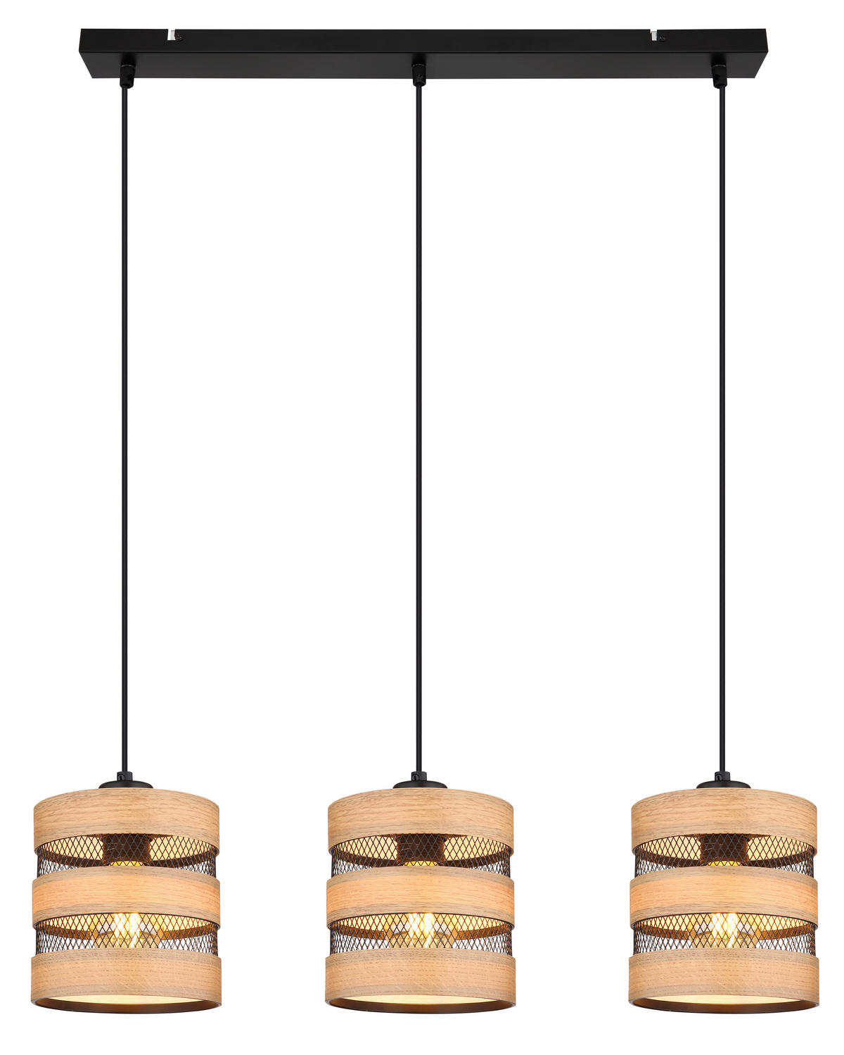 HÄNGELEUCHTE 75/18/120 cm    - Dunkelbraun/Schwarz, Design, Holz/Holzwerkstoff (75/18/120cm) - Globo