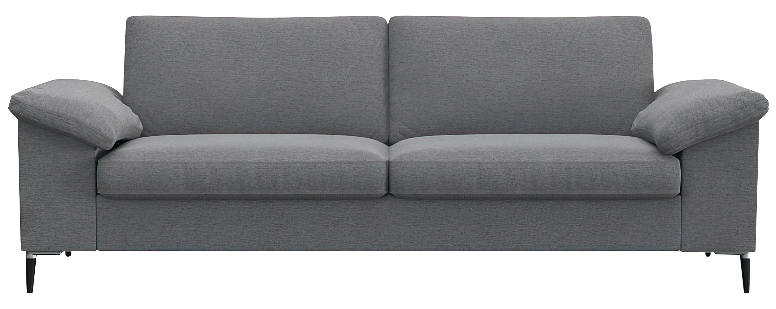 2,5-SITZER Flachgewebe Grau  - Schwarz/Alufarben, Design, Textil/Metall (208/84,5/92cm) - Livetastic