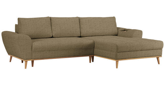 ECKSOFA in Webstoff Olivgrün  - Eichefarben/Olivgrün, Design, Holz/Textil (282/175cm) - Carryhome