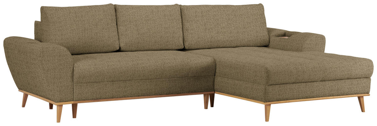 ECKSOFA in Webstoff Olivgrün  - Eichefarben/Olivgrün, Design, Holz/Textil (282/175cm) - Carryhome