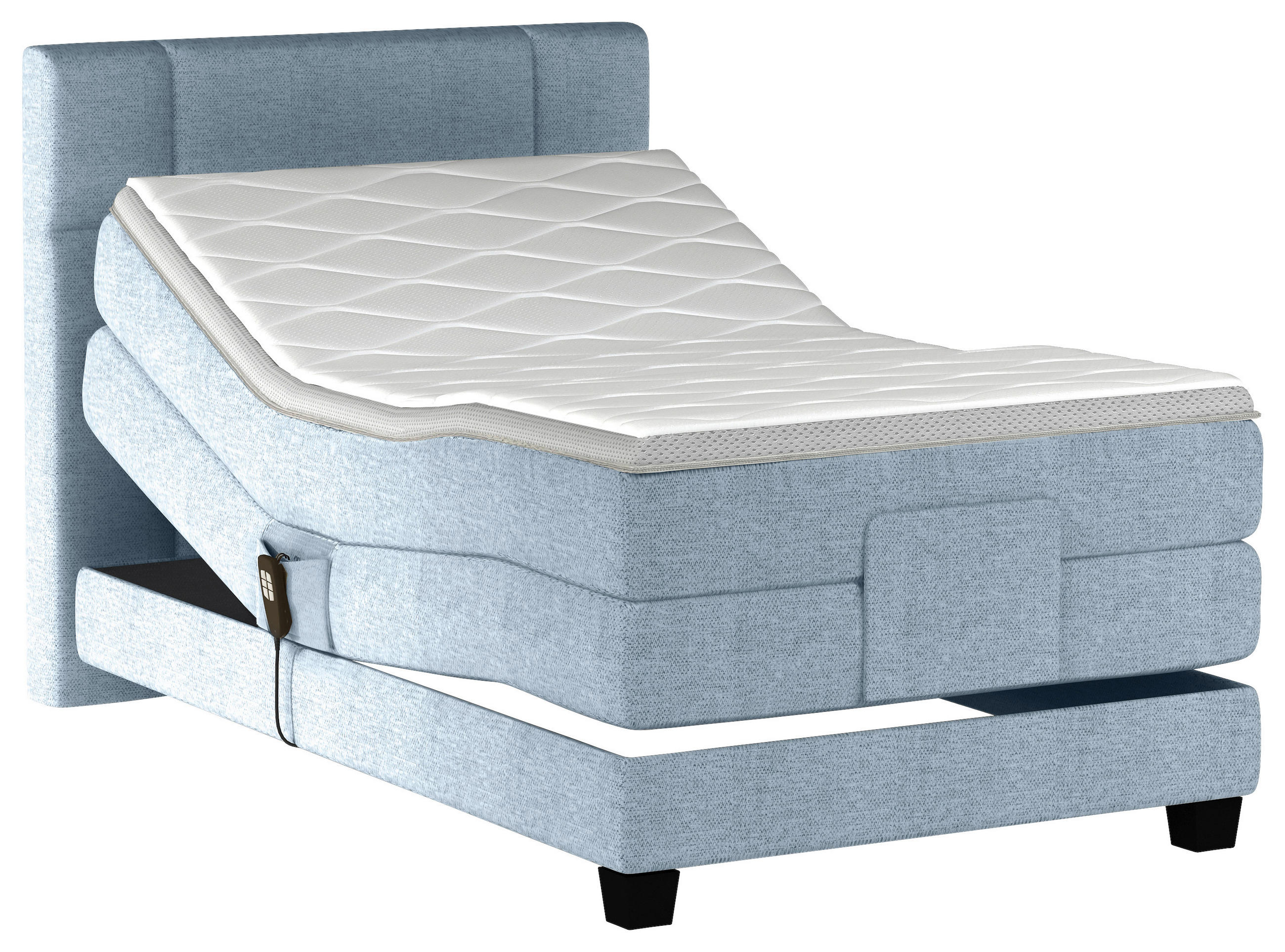 BOXSPRINGBETT 90/200 cm  in Hellblau  - Schwarz/Hellblau, KONVENTIONELL, Holz/Kunststoff (90/200cm) - Esposa