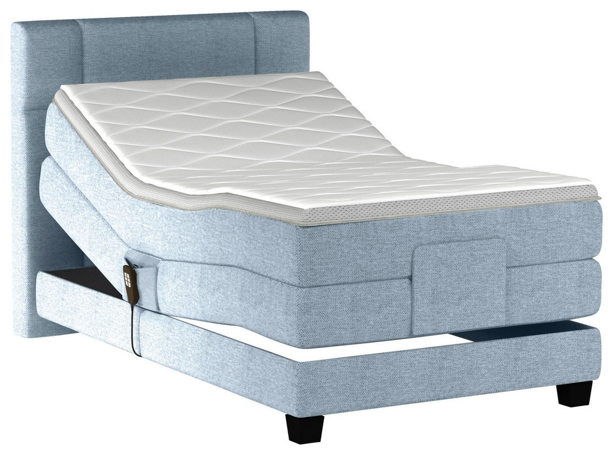 BOXSPRINGBETT 90/200 cm  in Hellblau  - Schwarz/Hellblau, KONVENTIONELL, Holz/Kunststoff (90/200cm) - Esposa