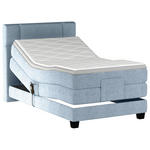 BOXSPRINGBETT 90/200 cm,  in Hellblau, Matratze, Topper, motorische Verstellbarkeit, Fernbedienung, H2 = mittel  - Schwarz/Hellblau, KONVENTIONELL, Holz/Kunststoff (90/200cm) - Esposa
