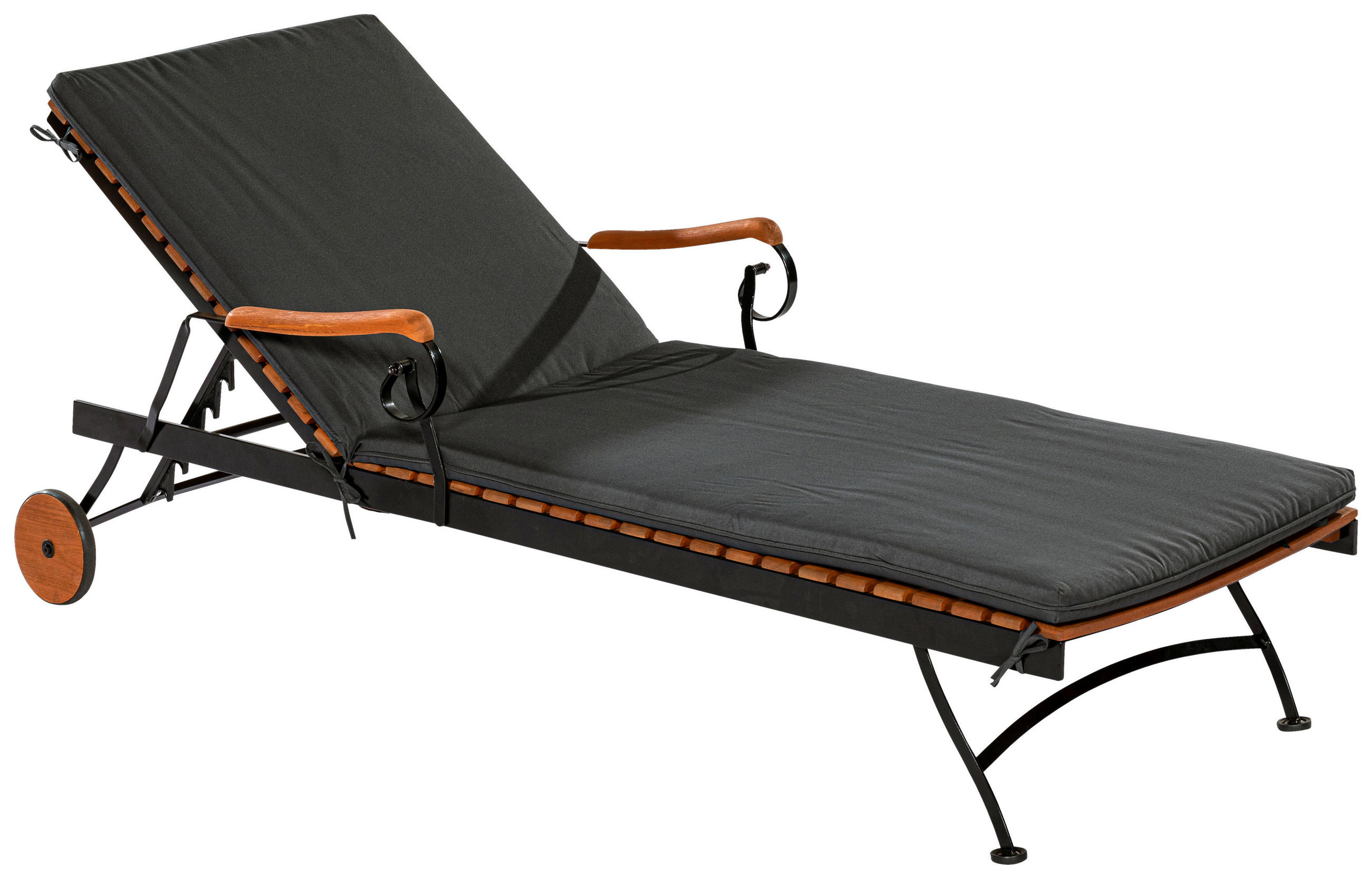 GARTENLIEGE 65/31,5/195 cm  - Graphitfarben/Naturfarben, KONVENTIONELL, Holz/Textil (65/31,5/195cm) - Gardenson