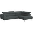 ECKSOFA in Chenille Grau  280/205 cm  - Schwarz/Grau, Design, Textil/Metall (280/205cm) - Xora
