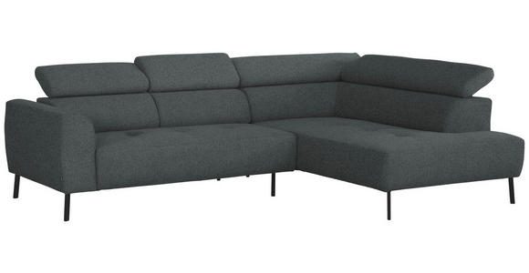ECKSOFA in Chenille Grau  280/205 cm  - Schwarz/Grau, Design, Textil/Metall (280/205cm) - Xora