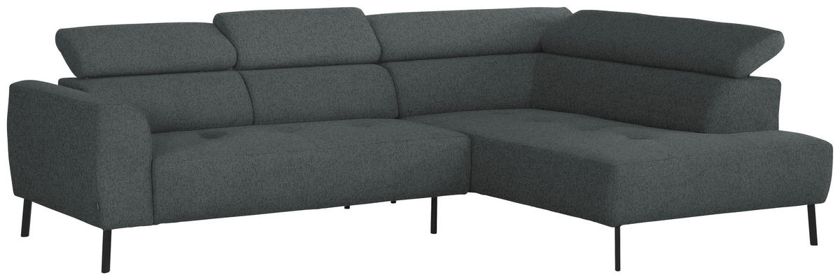 ECKSOFA in Chenille Grau  280/205 cm  - Schwarz/Grau, Design, Textil/Metall (280/205cm) - Xora
