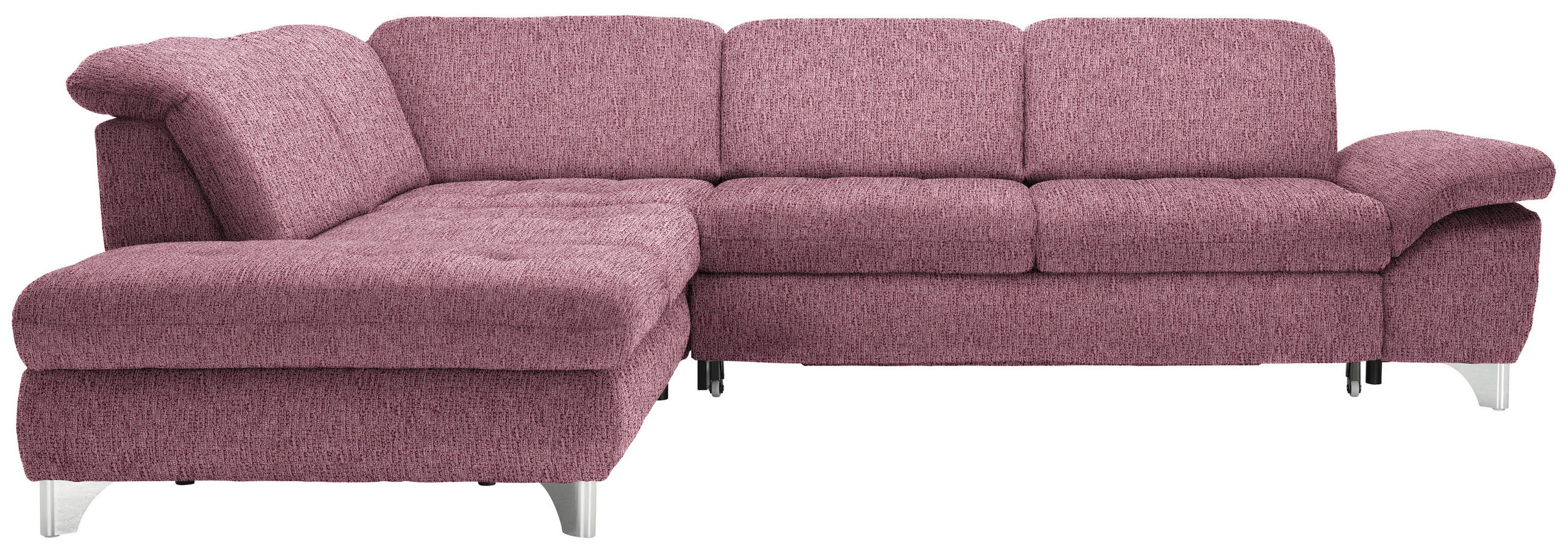 ECKSOFA in Webstoff Rot  - Rot/Alufarben, Design, Textil/Metall (260/319cm) - Beldomo Style