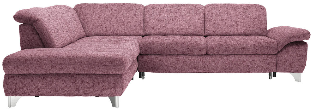 ECKSOFA in Webstoff Rot  - Rot/Alufarben, Design, Textil/Metall (260/319cm) - Beldomo Style