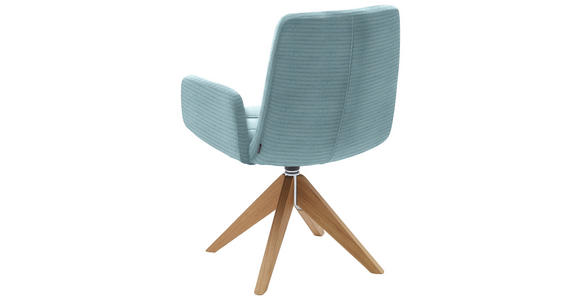 ARMLEHNSTUHL  in Cord  - Naturfarben/Hellblau, Design, Holz/Textil (61/88/66cm) - Dieter Knoll