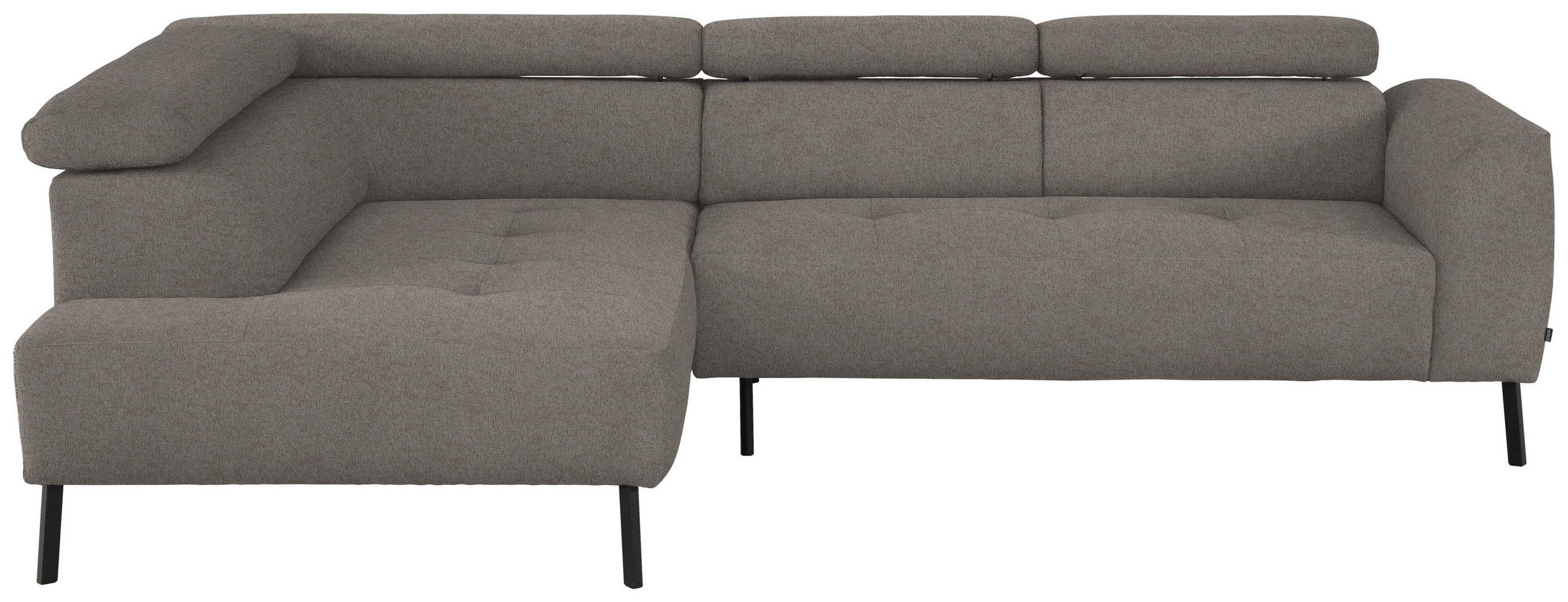 ECKSOFA in Webstoff Greige  - Greige/Schwarz, Design, Textil/Metall (205/280cm) - MID.YOU
