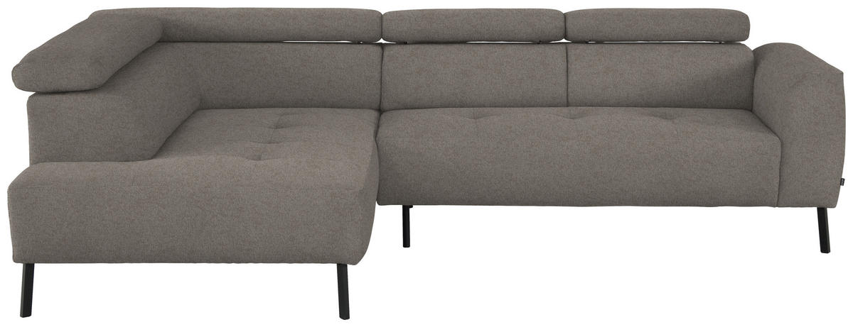 ECKSOFA in Webstoff Greige  - Greige/Schwarz, Design, Textil/Metall (205/280cm) - MID.YOU