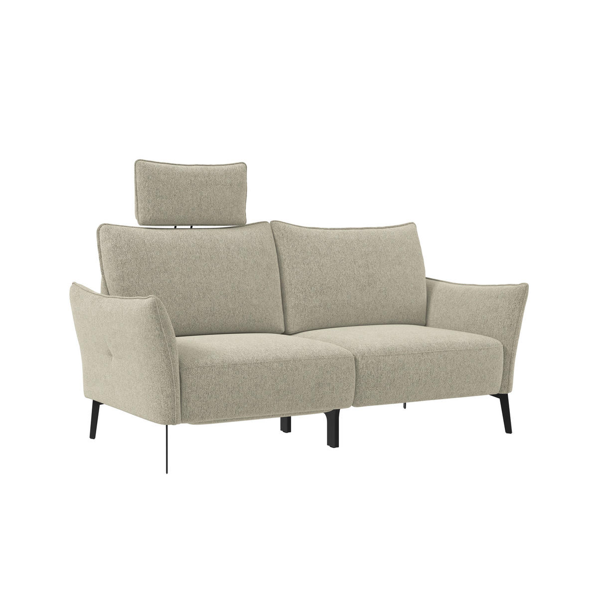 3-SITZER-SOFA Chenille Beige  - Beige/Schwarz, Konventionell, Textil/Metall (184/90/92cm) - Elegando