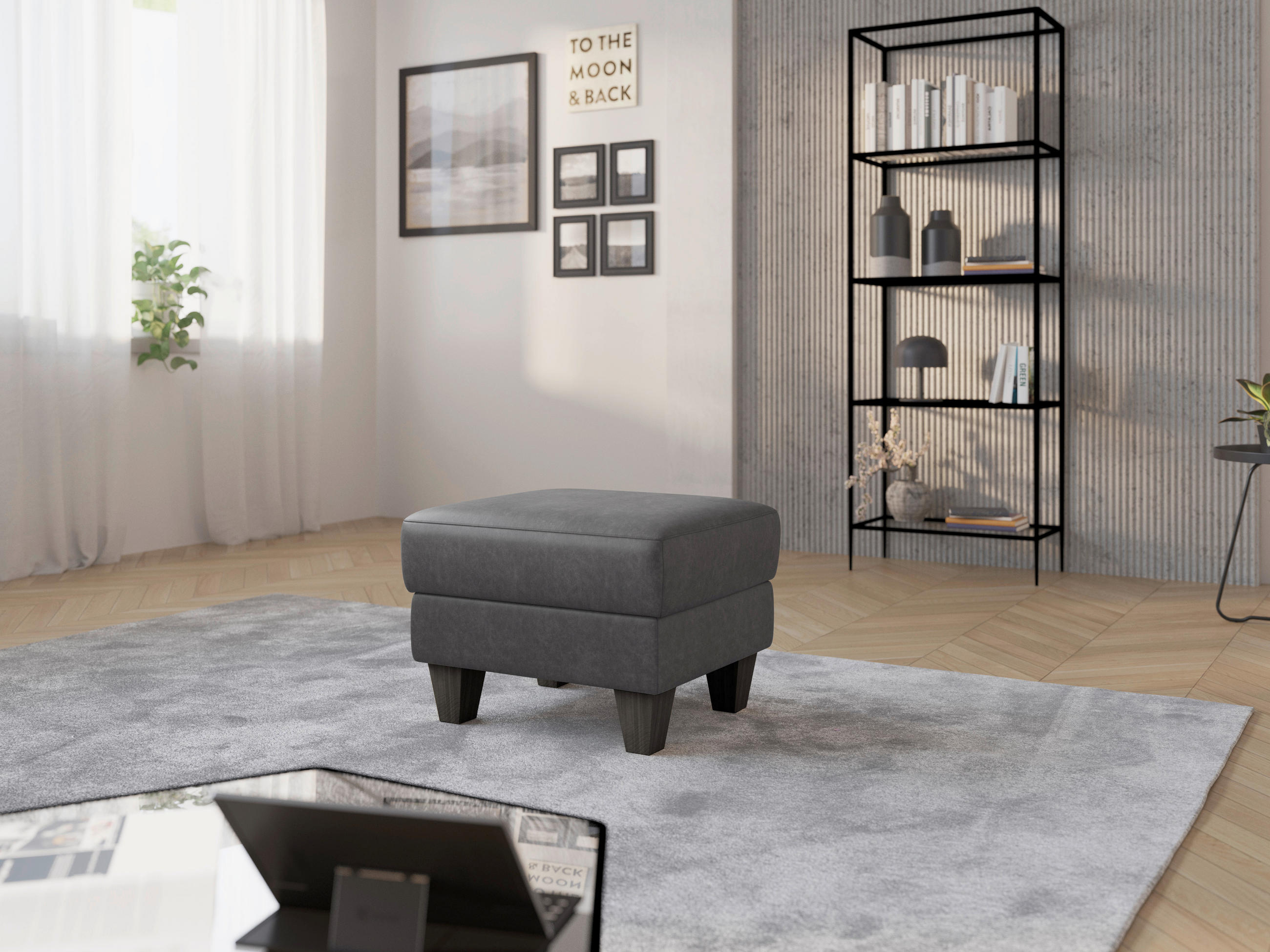 HOCKER in Textil Anthrazit  - Wengefarben/Anthrazit, KONVENTIONELL, Holz/Textil (58/48/58cm) - Sit & More