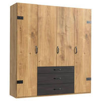 DREHTÜRENSCHRANK in Graphitfarben, Eichefarben  - Eichefarben/Graphitfarben, Basics, Holzwerkstoff/Metall (200/216/58cm) - MID.YOU