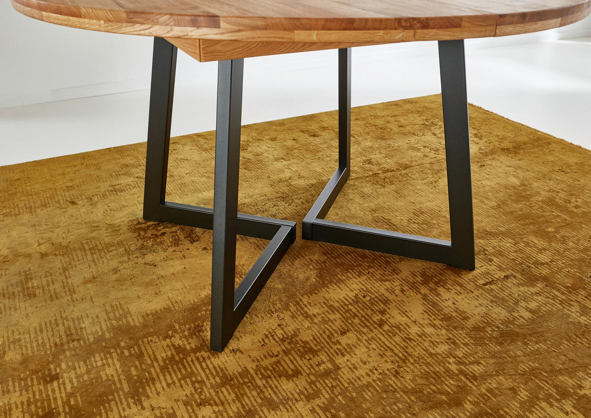 ESSTISCH Eichefarben rund  ausziehbar  - Eichefarben/Schwarz, KONVENTIONELL, Holz/Metall (110-170/110/75cm) - Linea Natura