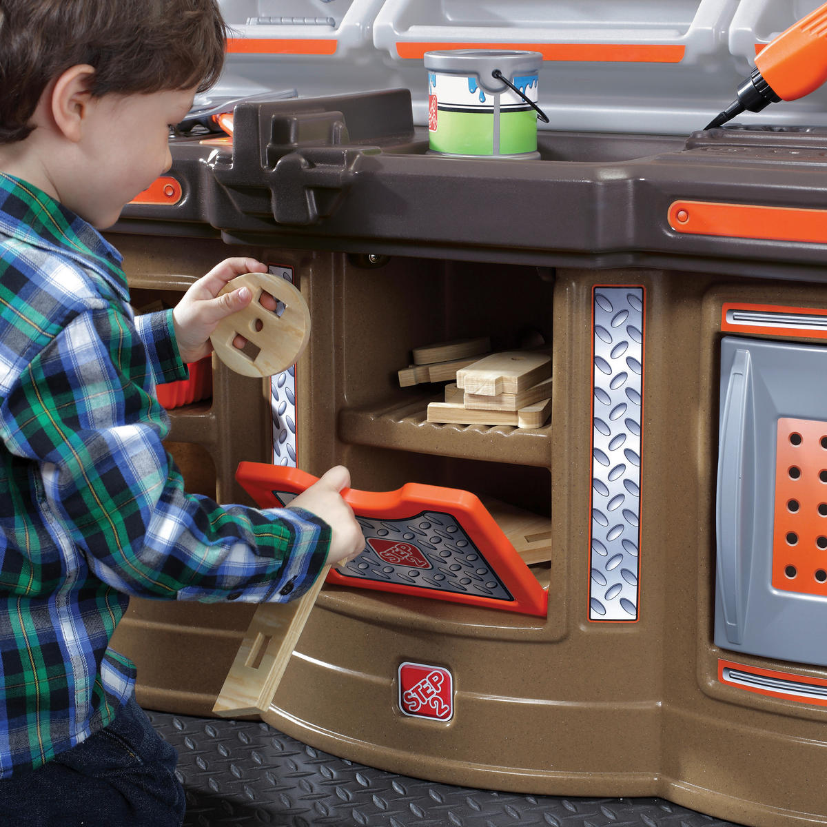 KINDERWERKBANK - Braun/Grau, Konventionell, Kunststoff (97,8/86,4/86,4cm)