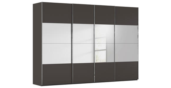 SCHWEBETÜRENSCHRANK  in Graphitfarben  - Chromfarben/Graphitfarben, Design, Glas/Holzwerkstoff (316/223/68cm) - Novel