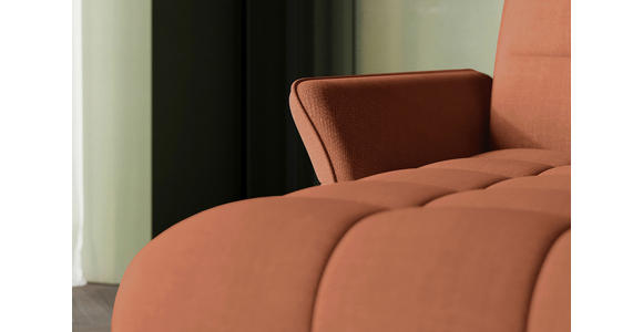 ECKSOFA Rostfarben Flachgewebe Rücken echt, Kopfteilverstellung, Sitztiefenverstellung  - Rostfarben/Schwarz, KONVENTIONELL, Textil/Metall (175/272cm) - Carryhome