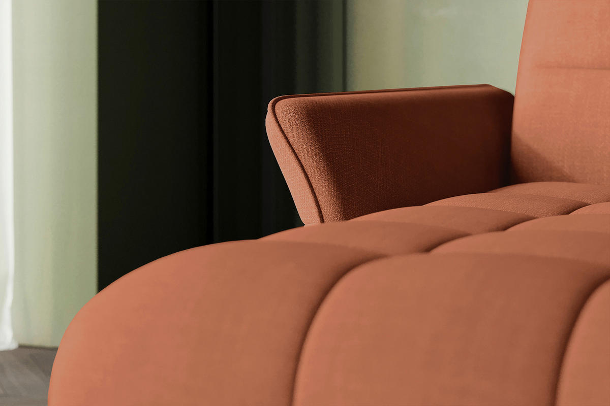 ECKSOFA Rostfarben Flachgewebe Rücken echt, Kopfteilverstellung, Sitztiefenverstellung  - Rostfarben/Schwarz, KONVENTIONELL, Textil/Metall (175/272cm) - Carryhome