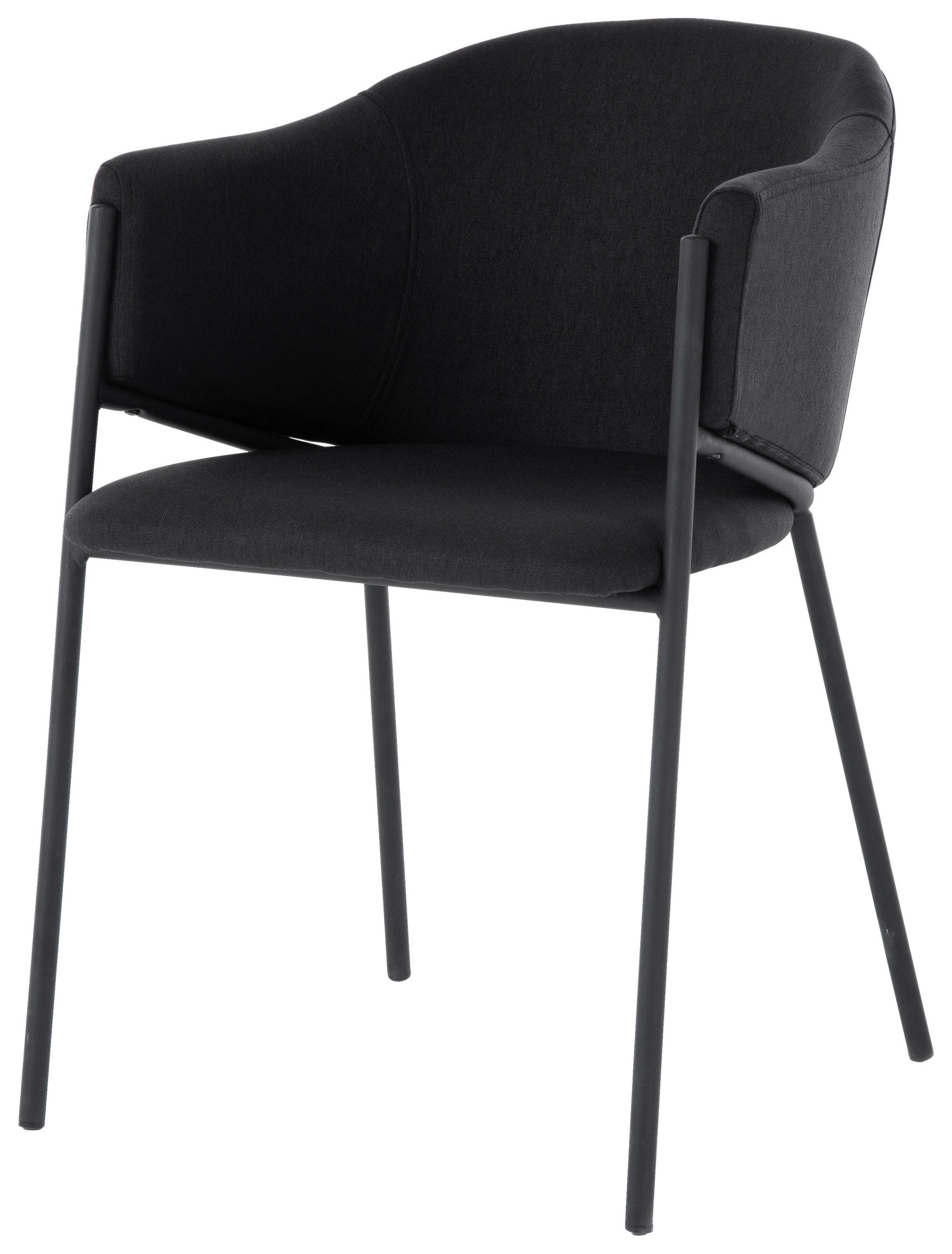 ARMLEHNSTUHL  in Eisen Flachgewebe  - Schwarz, Modern, Holz/Textil (53/77/60cm) - MID.YOU