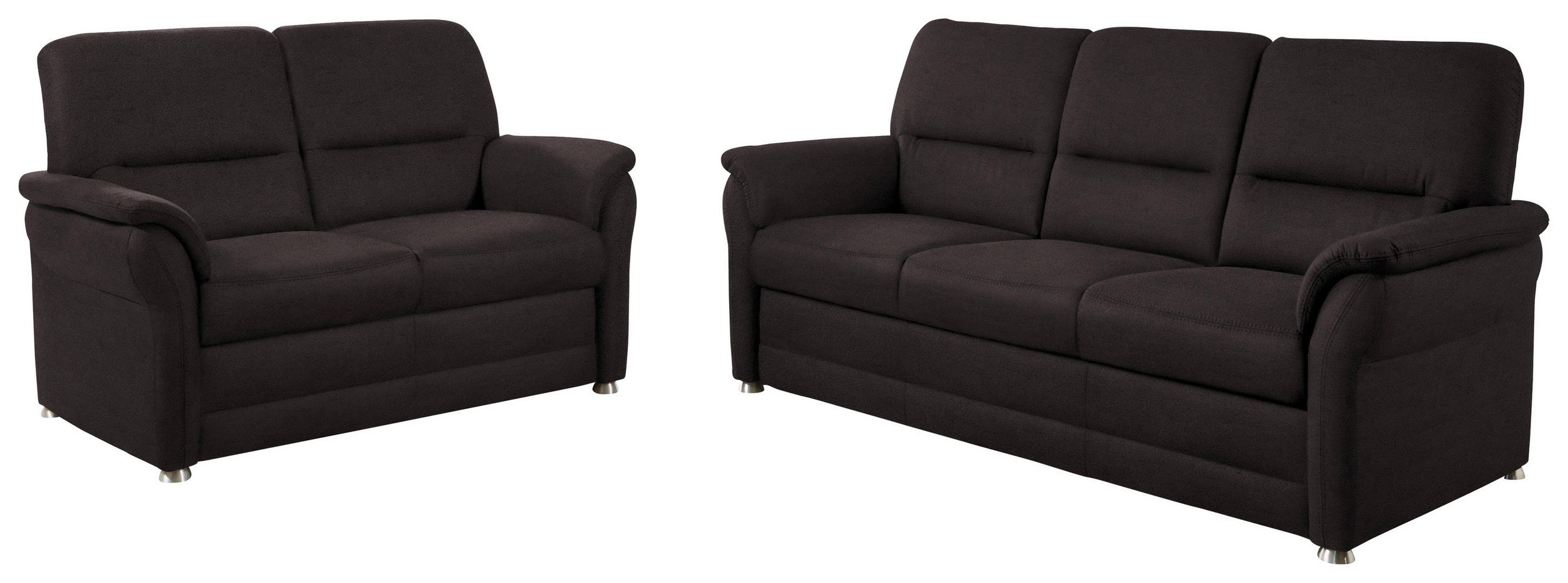 SITZGARNITUR Mikrofaser Dunkelgrau  - Dunkelgrau/Alufarben, KONVENTIONELL, Textil/Metall (192/96/89cm) - Beldomo Comfort