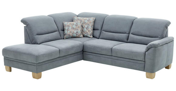 ECKSOFA Blau Mikrofaser - Wildeiche/Blau, KONVENTIONELL, Holz/Textil (224/254cm) - Carryhome