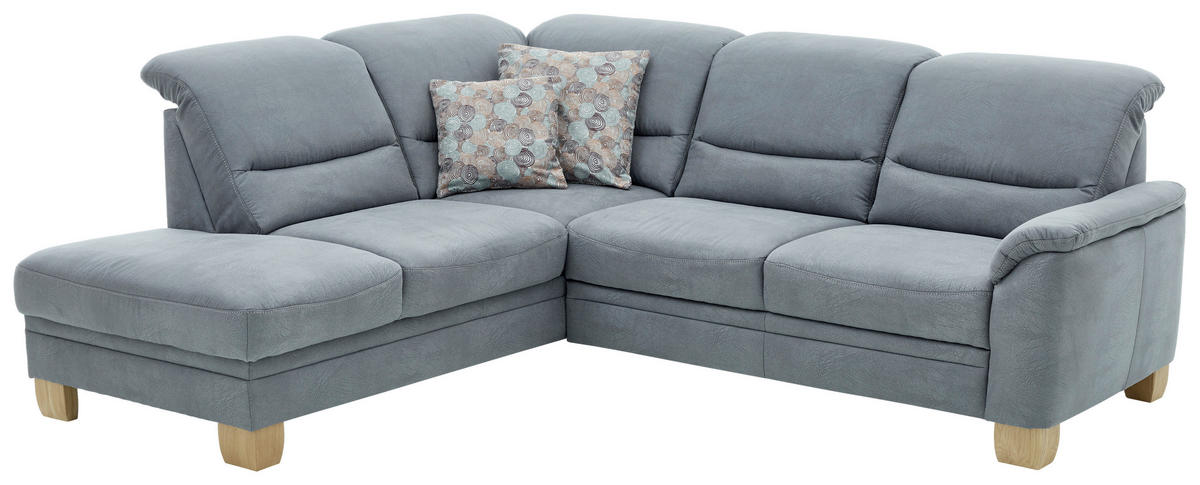 ECKSOFA Blau Mikrofaser  - Wildeiche/Blau, KONVENTIONELL, Holz/Textil (224/254cm) - Carryhome