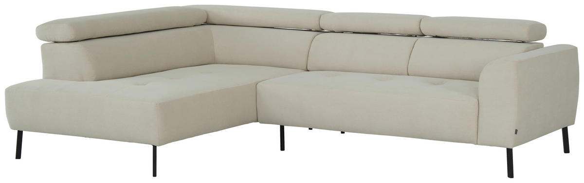 ECKSOFA in Feincord Beige  205/280 cm  - Beige/Schwarz, Design, Textil/Metall (205/280cm) - Xora