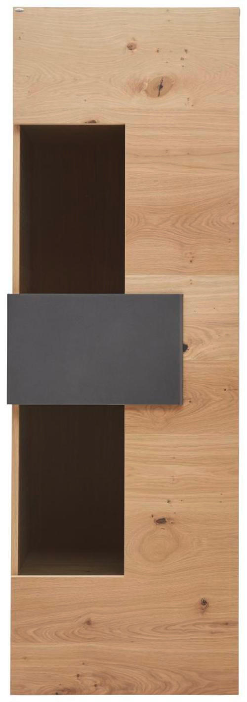 VITRINE  in furniert, mehrschichtige Massivholzplatte (Tischlerplatte) Wildeiche Anthrazit, Eichefarben - Eichefarben/Anthrazit, Natur, Glas/Holz (65,2/194/44cm) - Voglauer