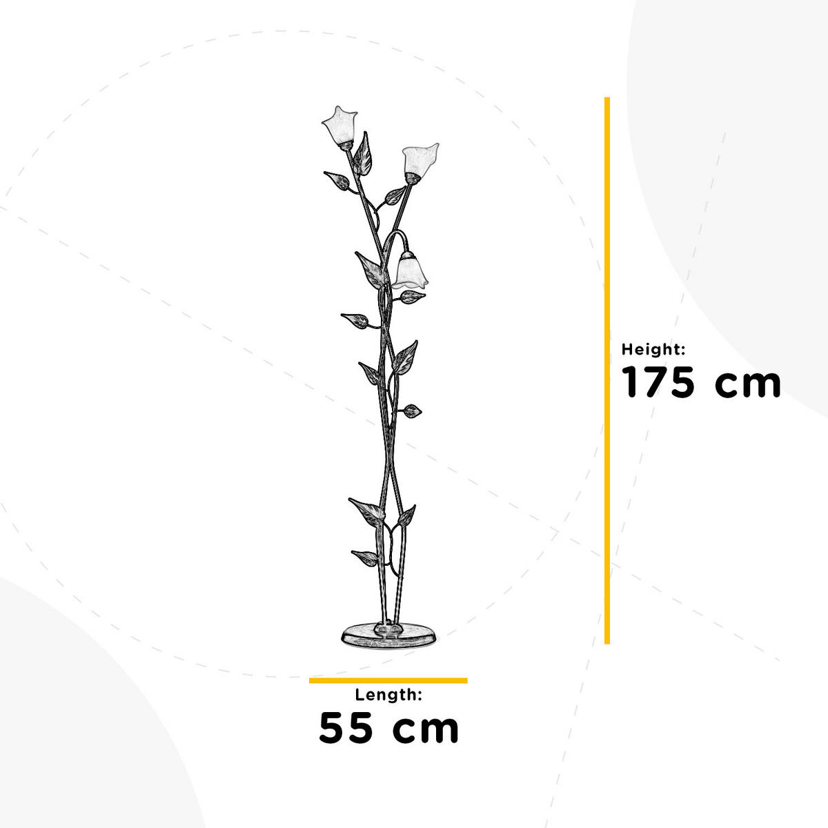 STEHLEUCHTE 55/175 cm    - Bronzefarben/Olivgrün, Natur, Glas/Metall (55/175cm)