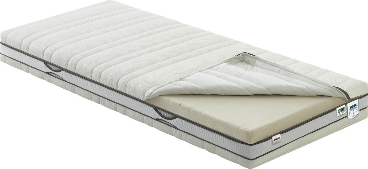 KOMFORTSCHAUMMATRATZE 90/200 cm, Höhe ca.: 20 cm, H4 = sehr fest, 7-Zonen - Weiß, Textil (90/200cm) - Boxxx