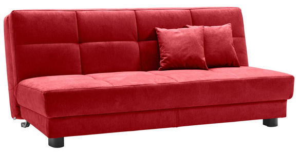 SCHLAFSOFA Mikrovelours Rot  - Rot/Schwarz, KONVENTIONELL, Textil/Metall (185/85/100cm) - Carryhome