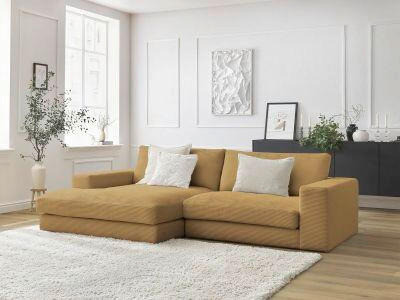 ECKSOFA  LEONARD Gelb Cord  - Gelb/Schwarz, MODERN, Kunststoff/Textil (159/274cm)