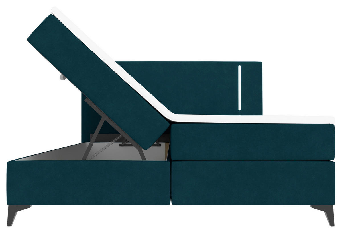 BOXBETT 160/200 cm  in Petrol  - Petrol/Schwarz, KONVENTIONELL, Textil/Metall (160/200cm) - Modante