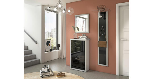 GARDEROBE 3-teilig in 130/195/36 cm - Schwarz/Alufarben, Design, Glas/Holzwerkstoff (130/195/36cm) - Dieter Knoll