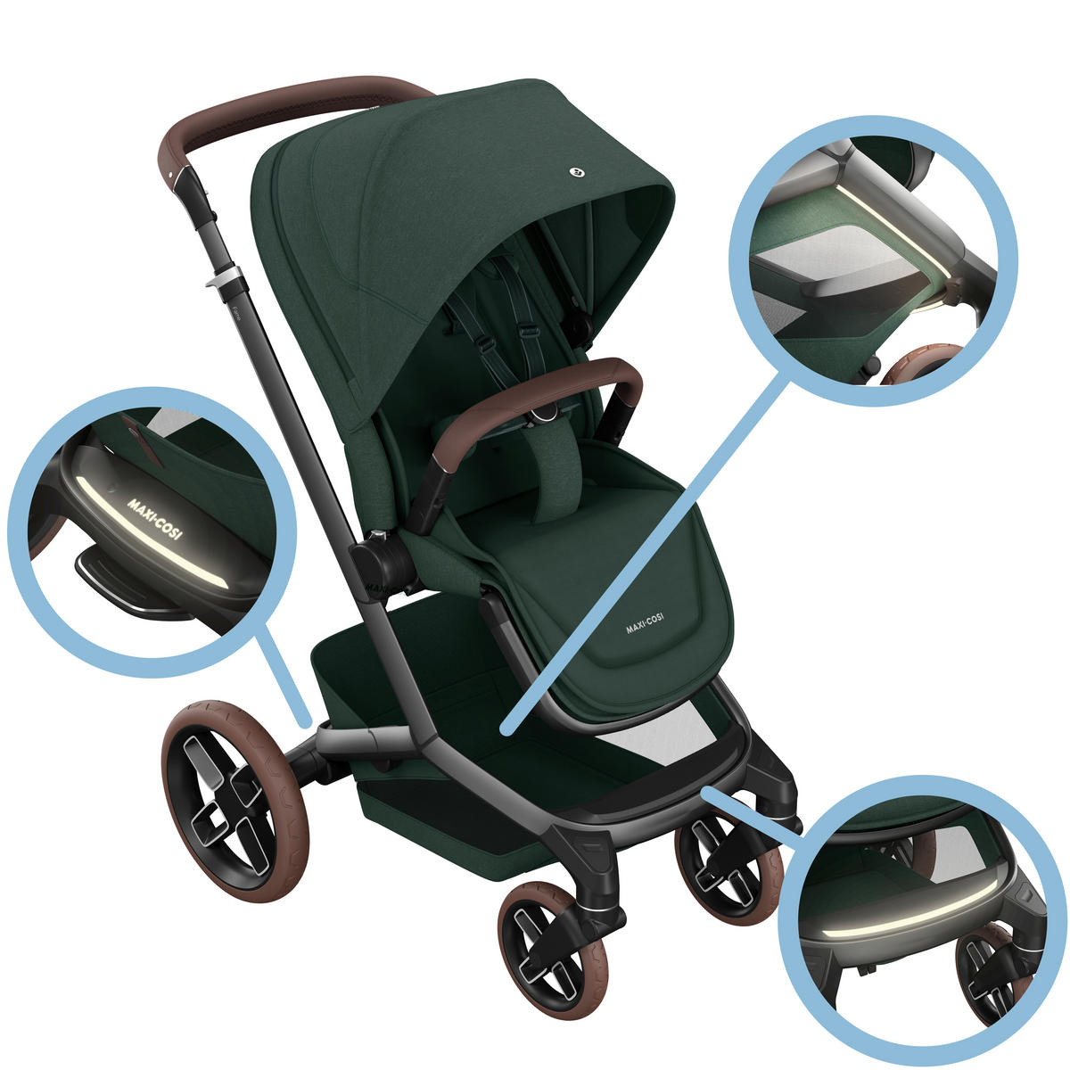 KINDERWAGEN Fame  - Dunkelgrün/Graphitfarben, Basics, Kunststoff/Textil (61.5/110/95,5cm) - Maxi-Cosi