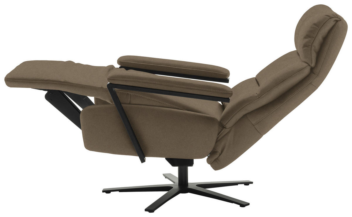 FERNSEHSESSEL  mit Relaxfunktion Echtleder Hellbraun  - Hellbraun/Schwarz, Design, Leder/Metall (74/111/85cm) - Schöner Wohnen