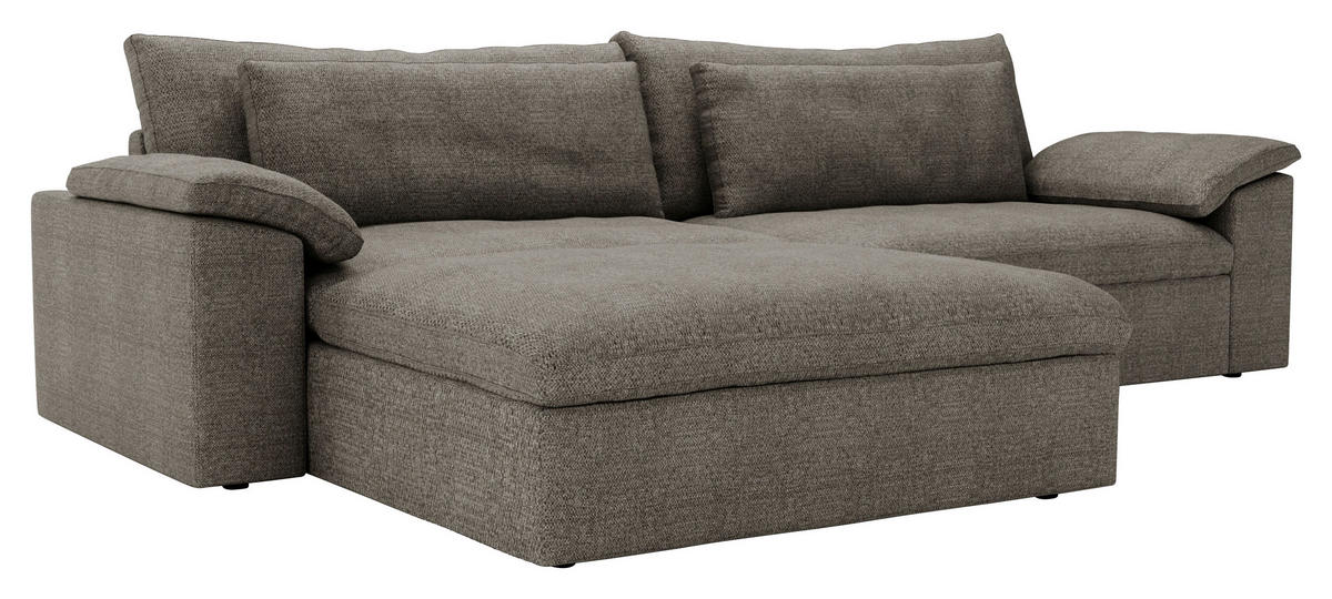 ECKSOFA  in Webstoff Graubraun  198/306 cm  - Graubraun/Schwarz, MODERN, Kunststoff/Textil (198/306cm) - Carryhome