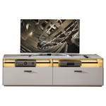 LOWBOARD Hellgrau, Sahara  200/56/45 cm  - Hellgrau/Schwarz, Design, Glas/Holzwerkstoff (200/56/45cm) - Novel