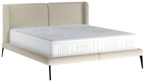 Polsterbett inkl. Matratze Matratze, gepolstertes Kopfteil, Topper 180/200 cm  in Creme  - Creme/Schwarz, MODERN, Textil/Metall (180/200cm) - Livetastic