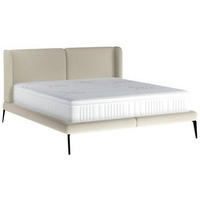 Polsterbett inkl. Matratze Matratze, gepolstertes Kopfteil, Topper Creme 180/200 cm  - Creme/Schwarz, MODERN, Textil/Metall (180/200cm) - Livetastic