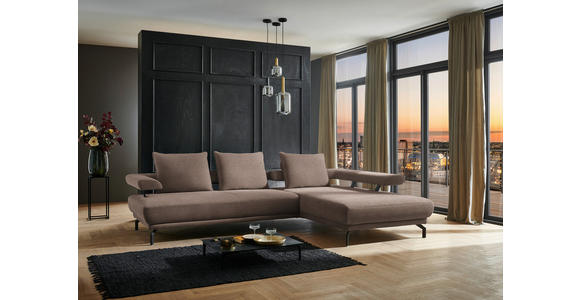 ECKSOFA in Chenille Braun 305/224 cm - Schwarz/Braun, Design, Textil/Metall (305/224cm) - Dieter Knoll