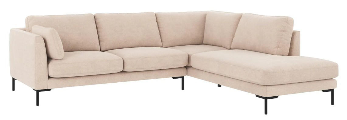 SOFFA i beige  - beige/svart, Klassisk, metall/trä (266/83/226cm) - Rowico