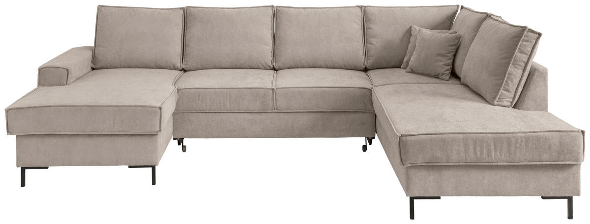 SEDACIA SÚPRAVA, textil, taupe - čierna/taupe, Modern, kov/textil (150/309/198cm) - MID.YOU